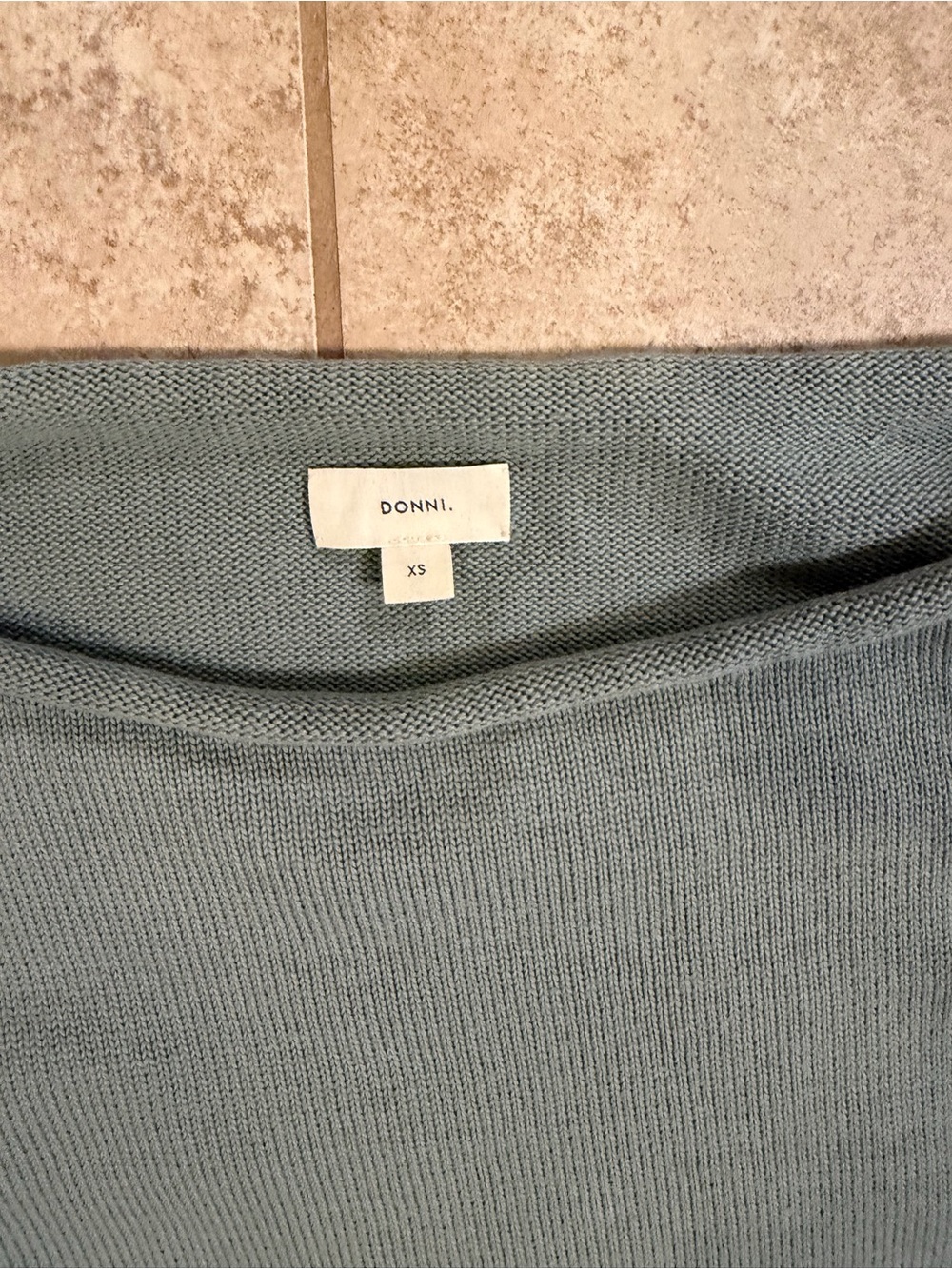 DONNI. The Cotton Knit Boat Neck Sweater in Sage NWOT - Picture 3 of 4